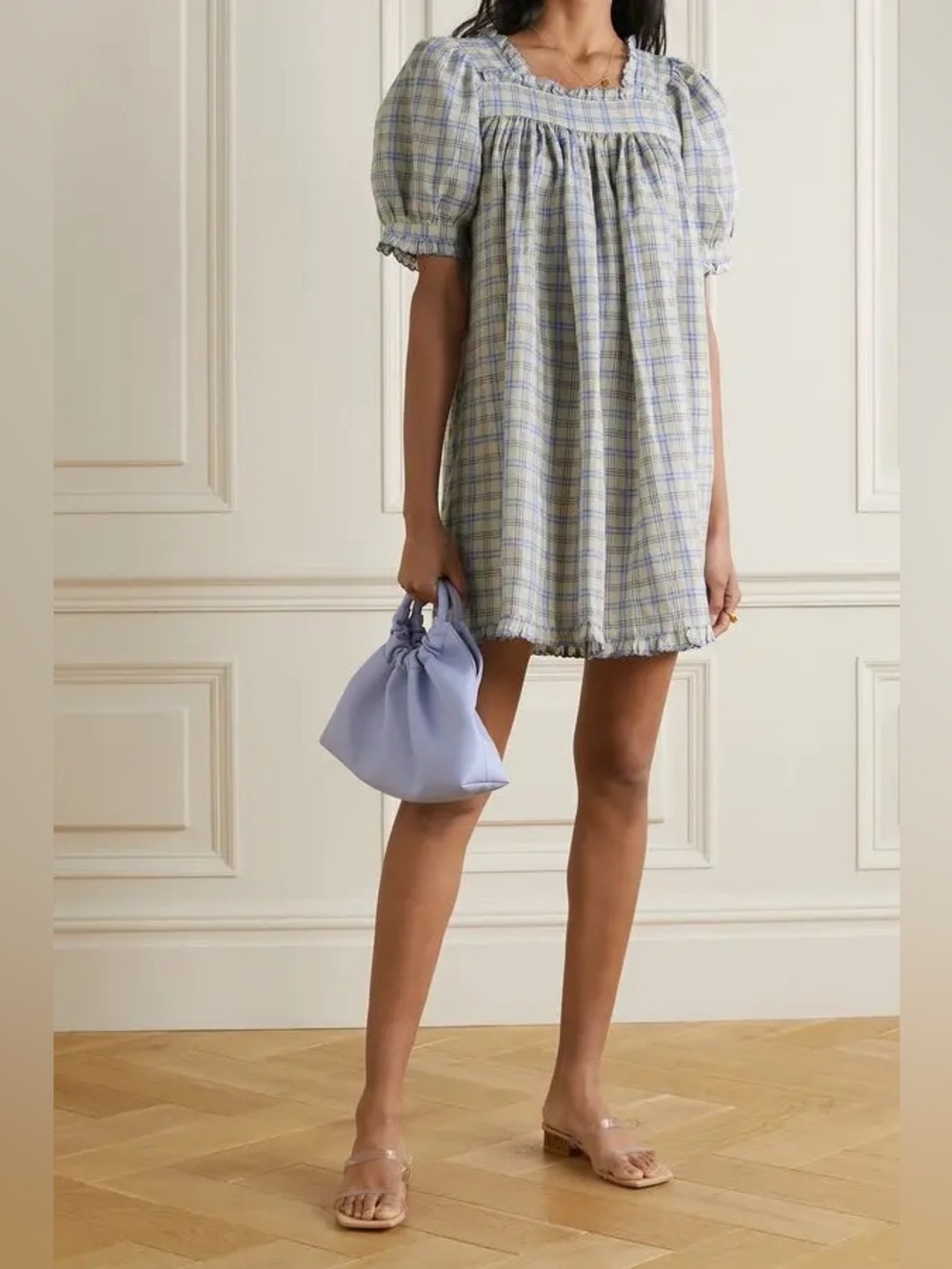 DÔEN Frede Dress in Blue Meadowlark Plaid | XS - Picture 1 of 10